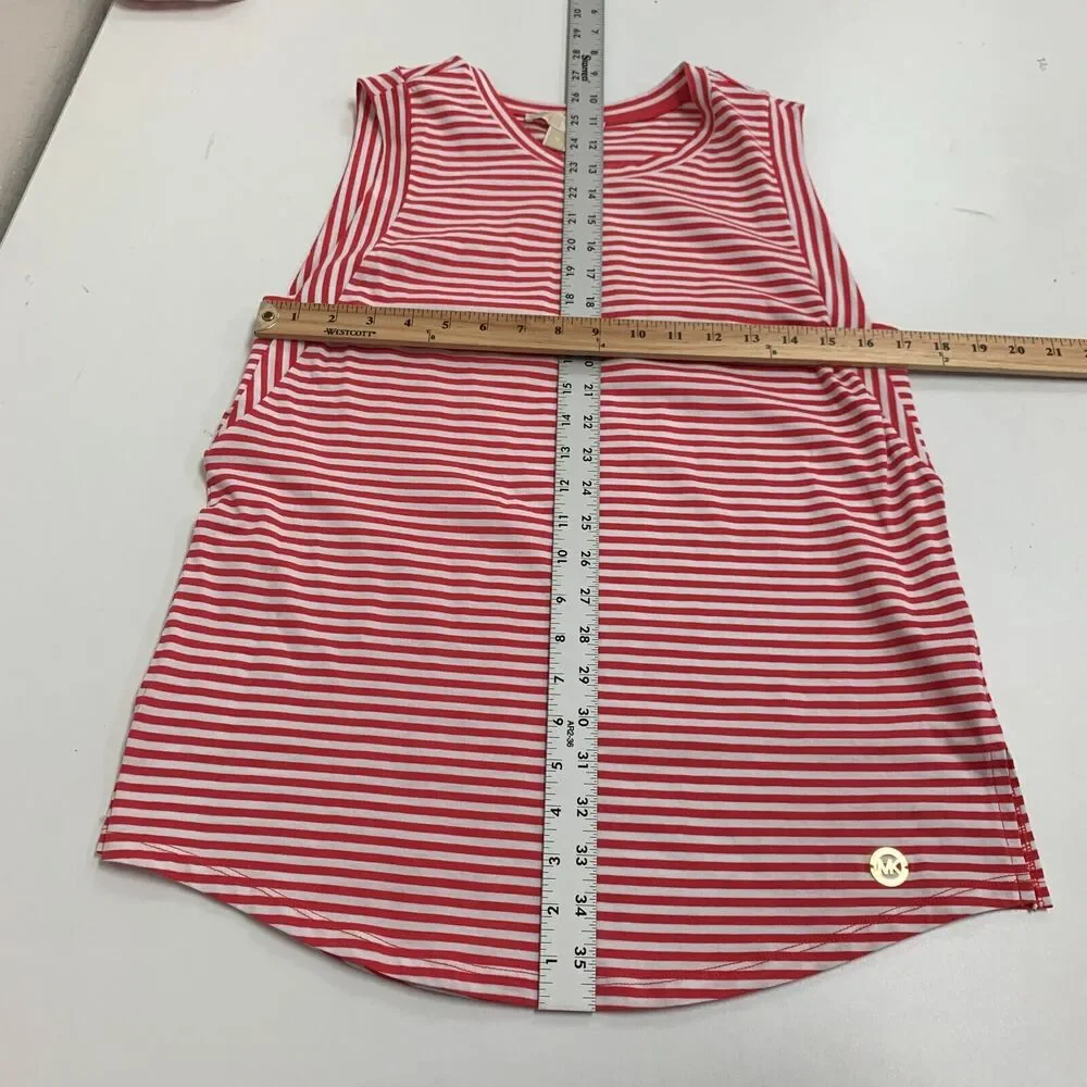 Michael Kors Tank Top Womens M Medium Watermelon Striped Sleeveless Crew Neck
